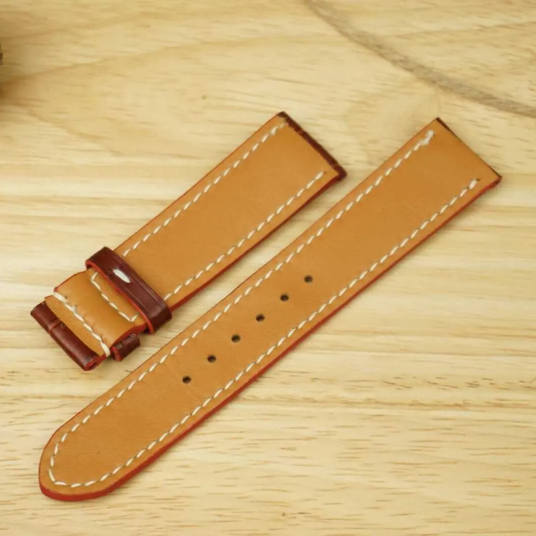 Brown Alligator watch strap, Premium Quality Alligator leather watch band (16mm, Steel Tang Buckle)