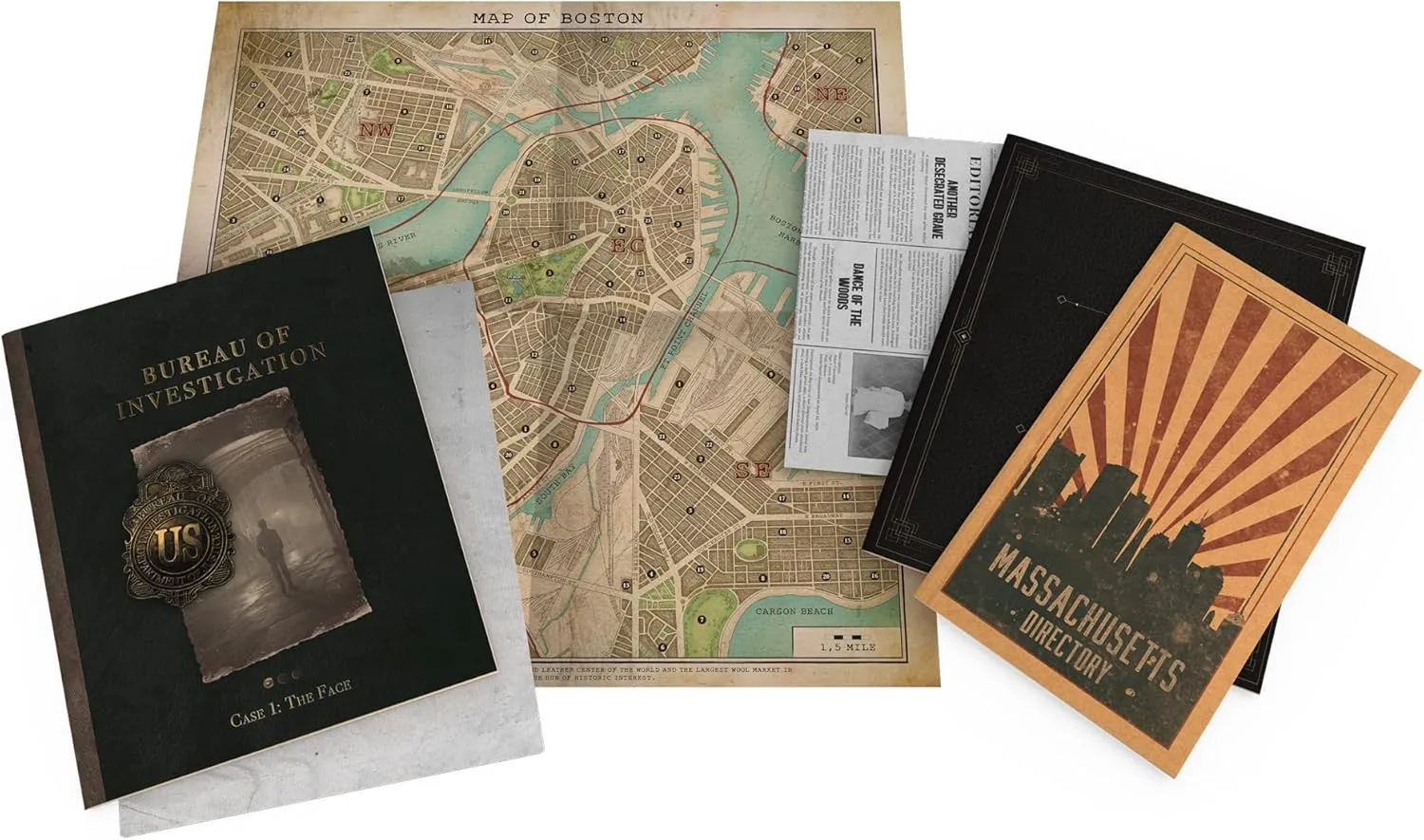 Bureau of Investigation: Investigations in Arkham & Elsewhere Board Game, Cooperative Mystery Game for Kids & Adults, Ages 14 , 1-8 Players, 120-240 Minute Playtime, Made by Space Cowboys