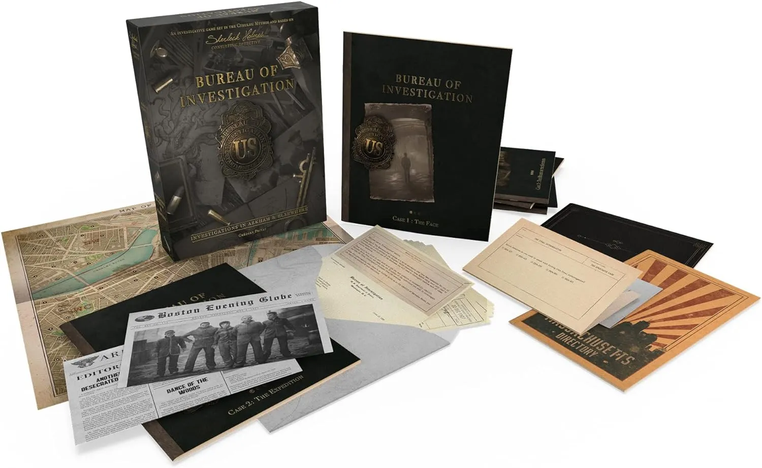 Bureau of Investigation: Investigations in Arkham & Elsewhere Board Game, Cooperative Mystery Game for Kids & Adults, Ages 14 , 1-8 Players, 120-240 Minute Playtime, Made by Space Cowboys