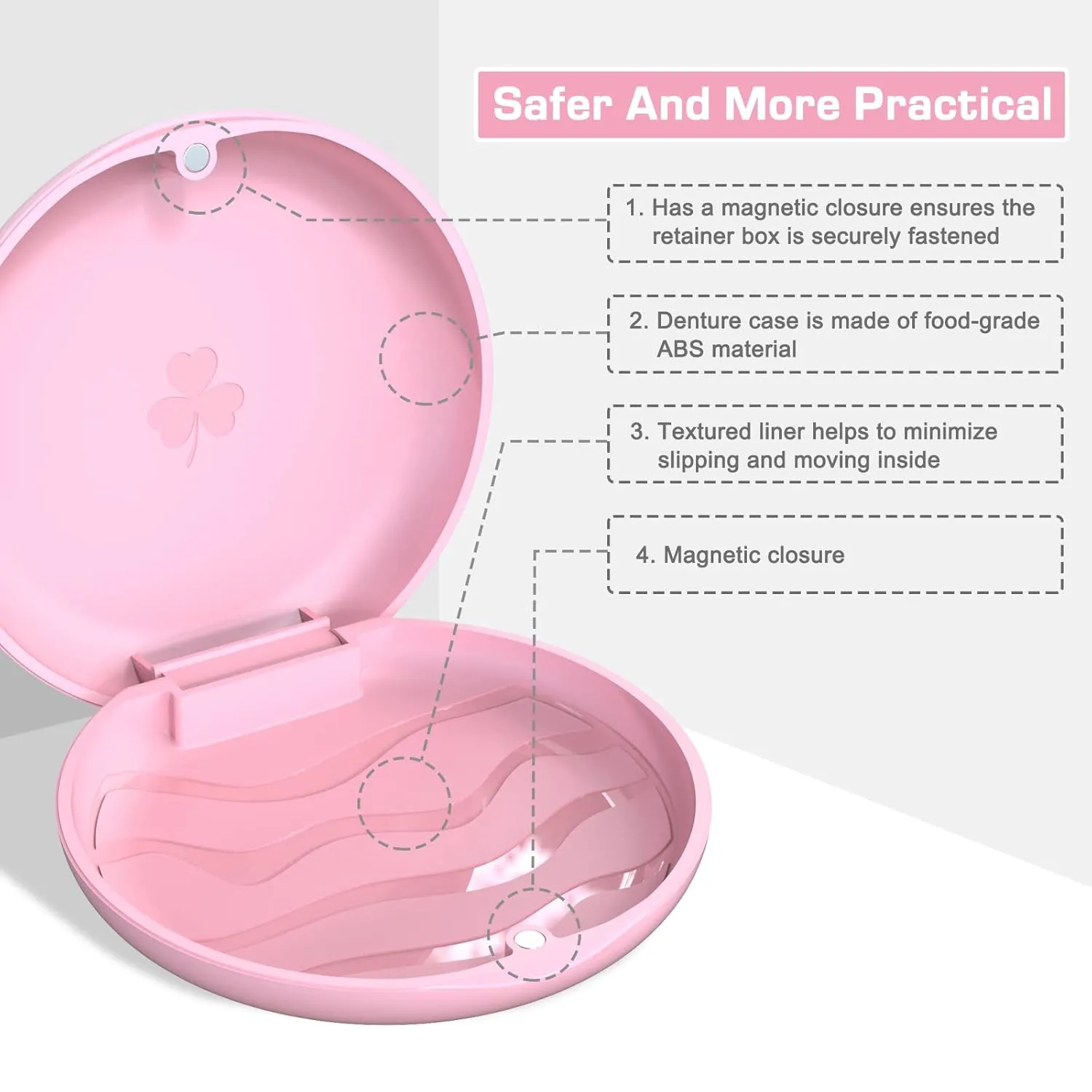 BVN 2 Pcs Retainer Case: Slim Braces Case with 2 Pcs Aligner Removal Tool, Mouth Guard Case, Denture Case, Teeth Aligner Case, Orthodontic Dental Case, Night Guard Case Container Storage Holder Pink.