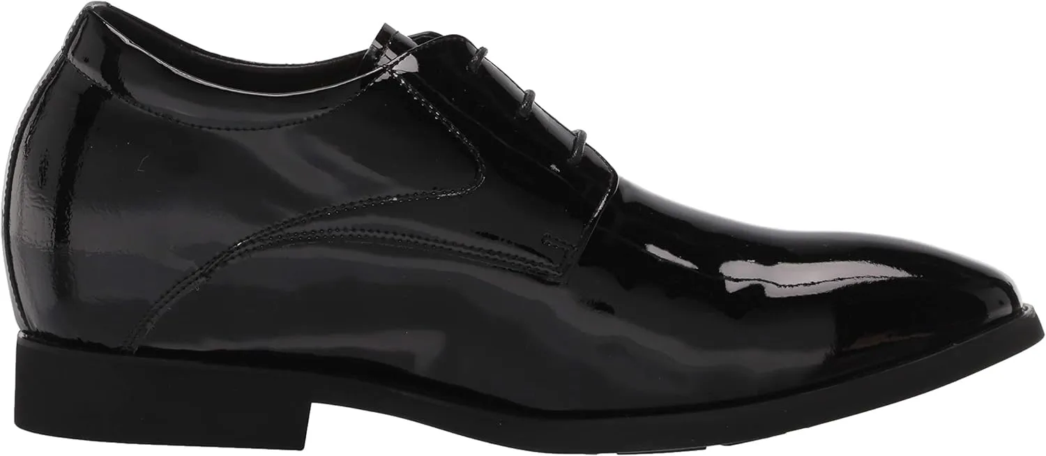 Calden Men's Invisible Height Increasing Elevator Shoes - Black Patent Leather Lace-up Formal Tuxedo Oxfords - 3 Inches Taller - K911929 - Size 10 D(M) US