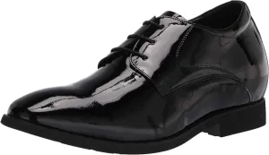 Calden Men's Invisible Height Increasing Elevator Shoes - Black Patent Leather Lace-up Formal Tuxedo Oxfords - 3 Inches Taller - K911929 - Size 10 D(M) US