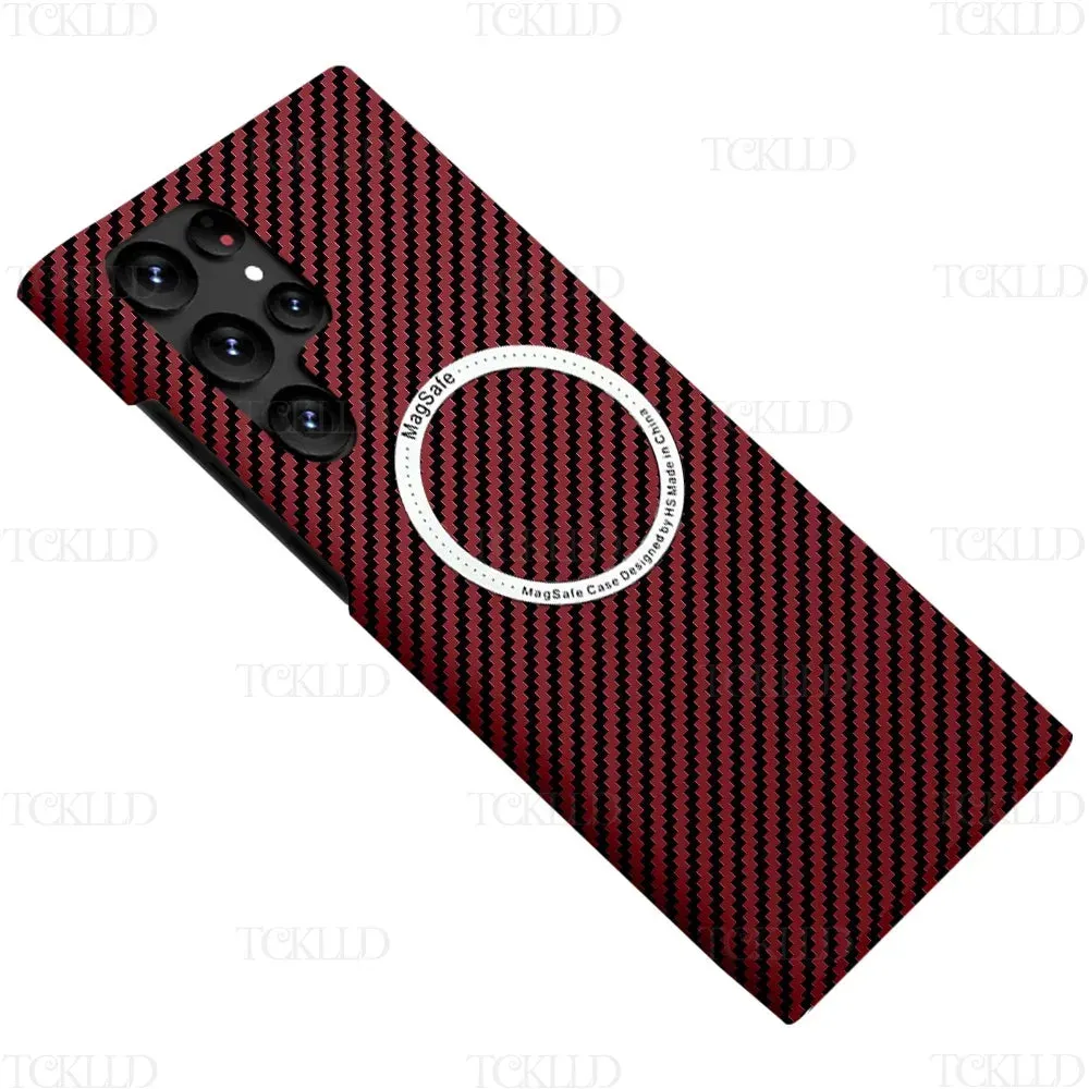 Carbon Fiber Texture Matte MagSafe Ultra Slim Case For Samsung Galaxy