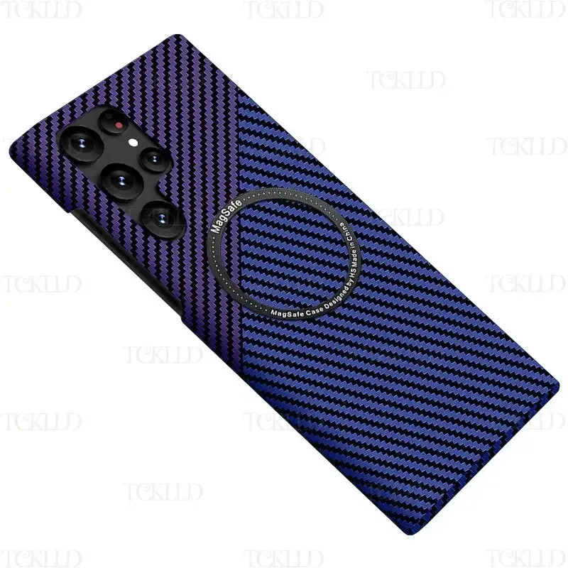 Carbon Fiber Texture Matte MagSafe Ultra Slim Case For Samsung Galaxy