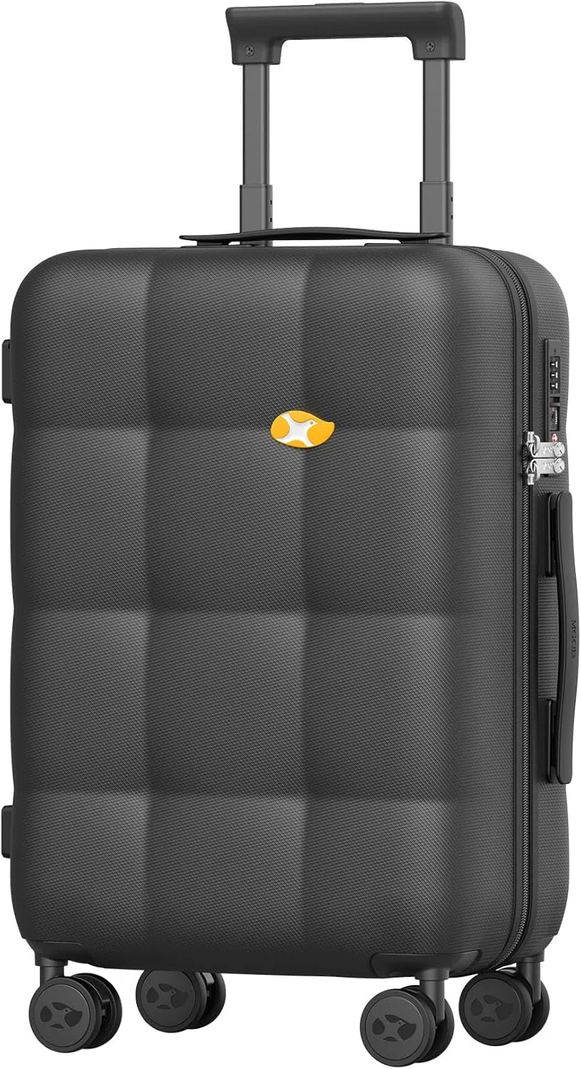 Carry On Luggage 22x14x9 Airline Approved | 20" Durable Polycarbonate Hard Shell Suitcase with TSA Lock & 360° Spinner Wheels (Black)