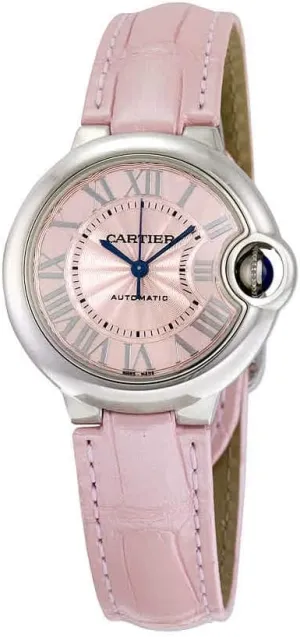 Cartier Ballon Bleu WSBB0002 Stainless Steel & Alligator Leather Automatic Ladies Watch