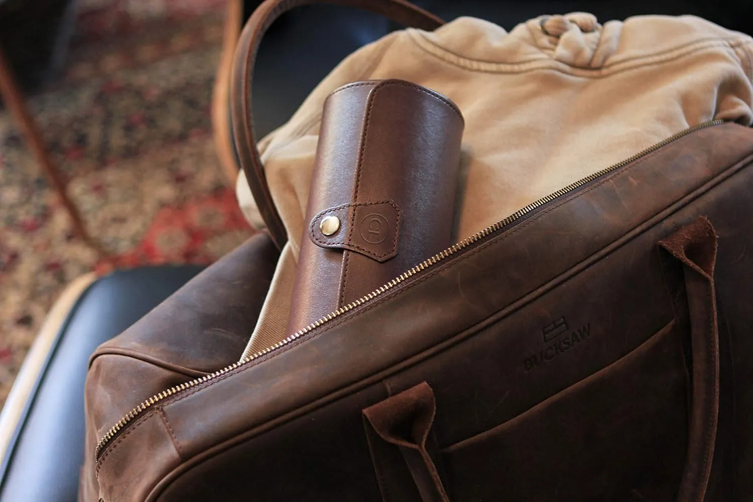 CASE ELEGANCE Monogrammed Limited Edition Chocolate Color - Vegan Leather Watch Roll Organizer