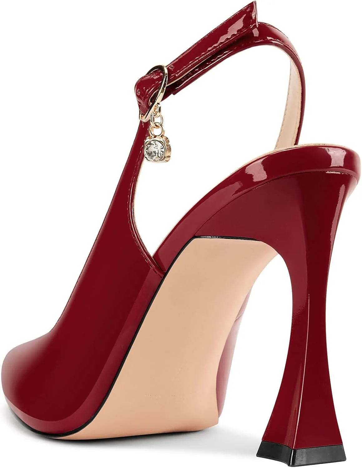 Castamere Womens Stiletto High Heel Pointed Toe Pumps Slingback Buckle Wedding Prom Dress Patent Leather 3.9 Inches Heels