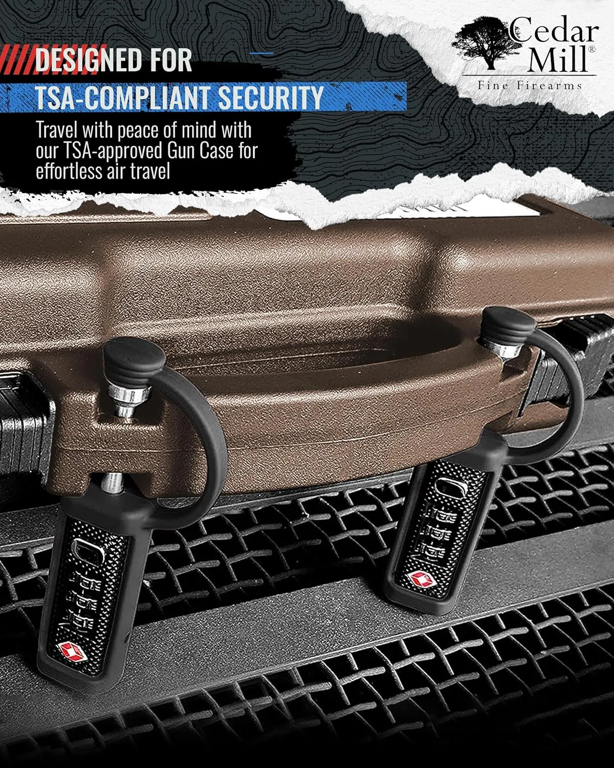 Cedar Mill Fine Firearms Hard Gun Cases for Handguns - TSA Approved Firearm Travel Case, Military-Grade Pistol Carrying Case with DS3TeK, Dual-Lock System & Customizable EPE Foam