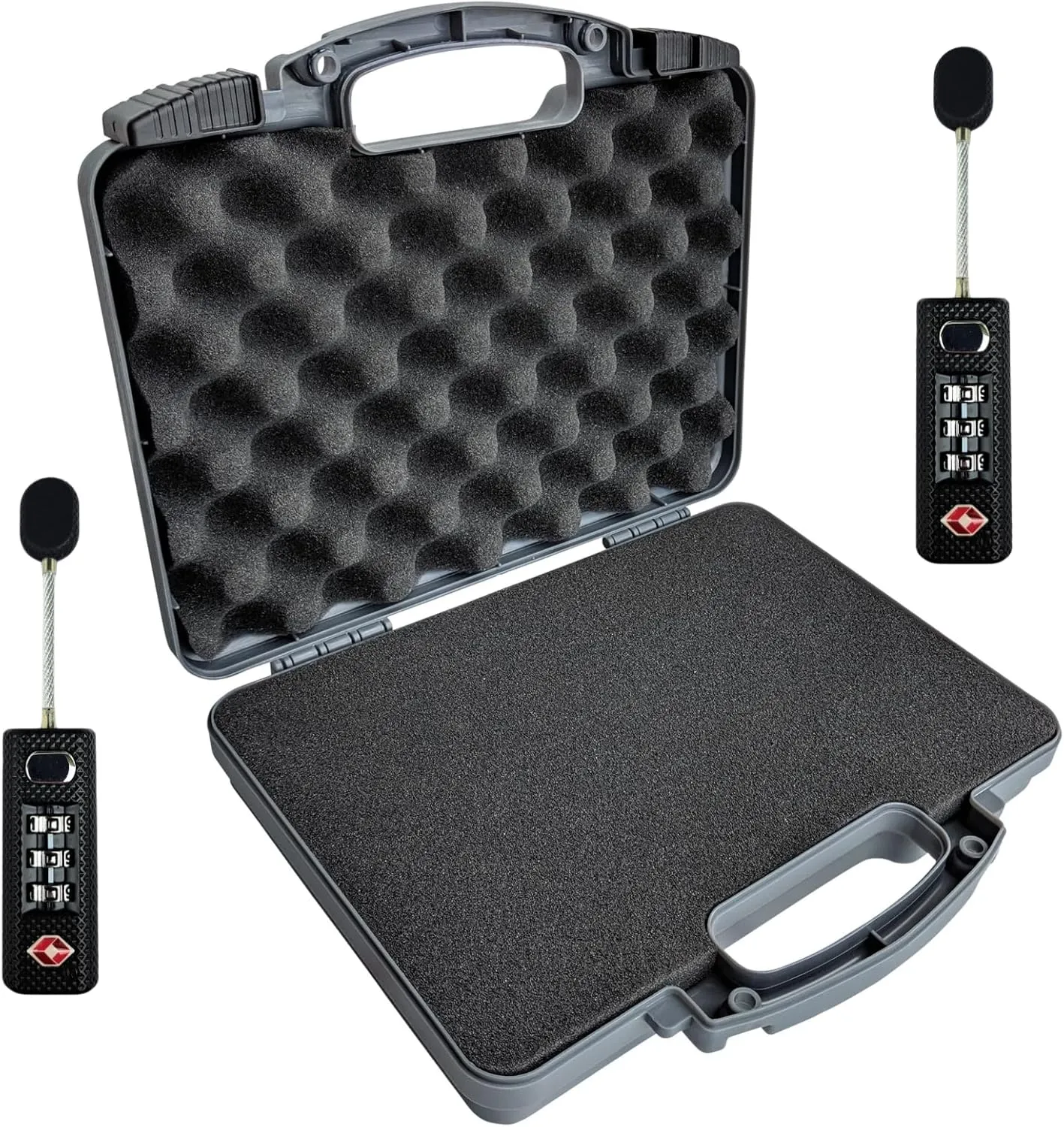 Cedar Mill Fine Firearms TSA Approved Travel Locks for Luggage, Gym Locker & Guncase TSA Approved Gun Case - Gun Carry-on Bag for Handgun & 9mm Pistol, Revolver - Airline Approved Hard Case Bundle