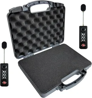 Cedar Mill Fine Firearms TSA Approved Travel Locks for Luggage, Gym Locker & Guncase TSA Approved Gun Case - Gun Carry-on Bag for Handgun & 9mm Pistol, Revolver - Airline Approved Hard Case Bundle