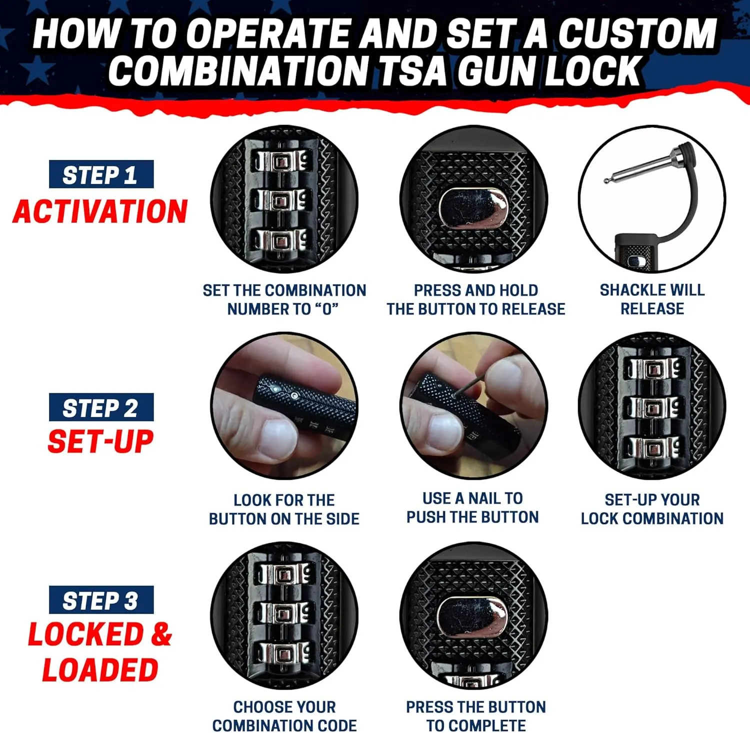 Cedar Mill TSA Approved Gun Case Lock – Durable, Cut-Resistant Security TSA Locks for Gun Case, Pistol Case, Revolver Gun Case or Firearms – Child-Safe Trigger Locks for Rifles and Shotguns