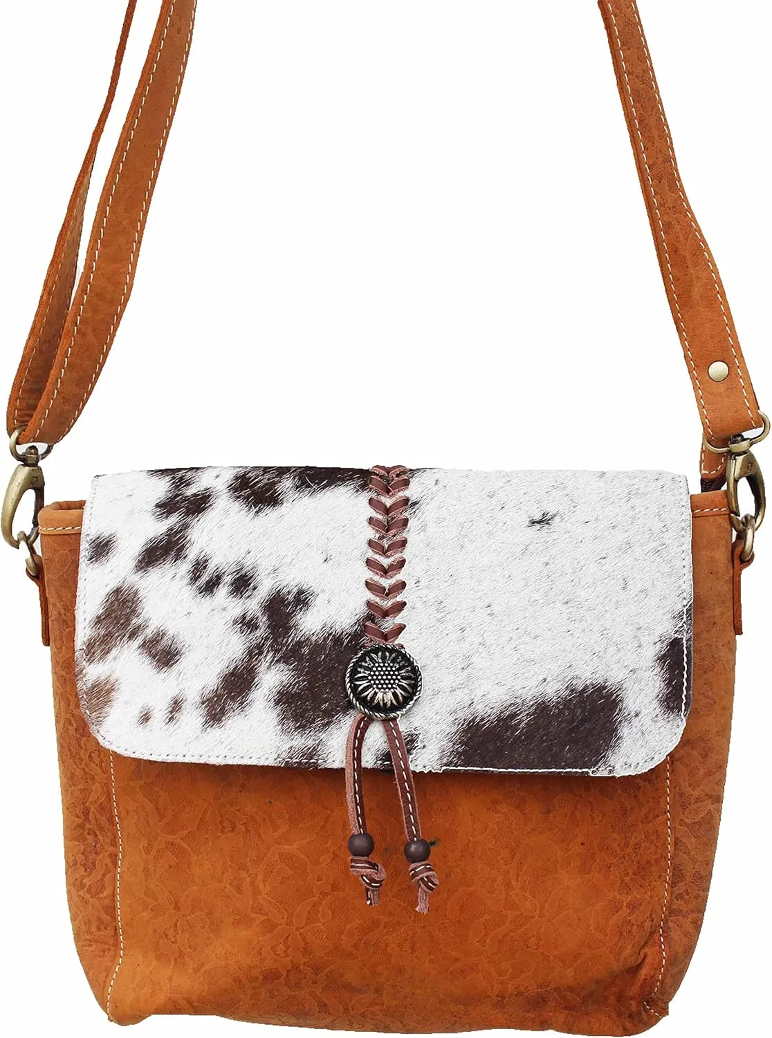 CHALLENGER Women's Cowhide Western Floral Embossed Leather Shoulder Purse Handbag 18RTH01