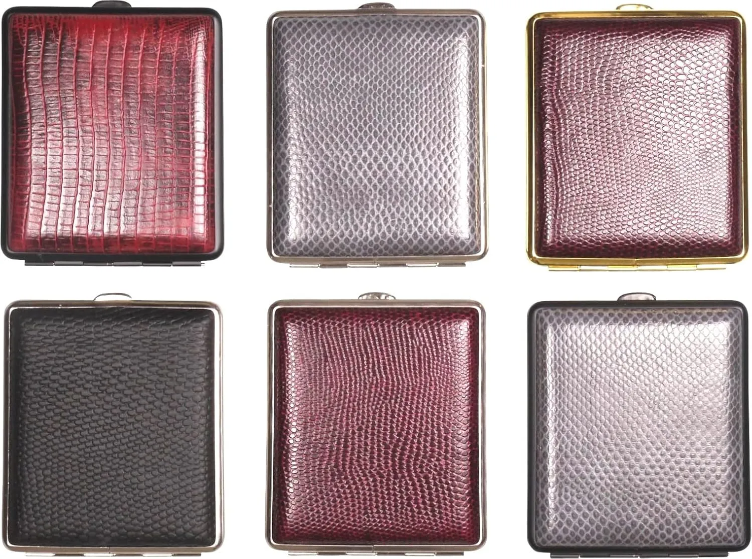 Cigarette Case 18 King Size / Metal Leather Look Lizard / 2 Sided / Elastic Band / Made in Germany / 6 Models (4)