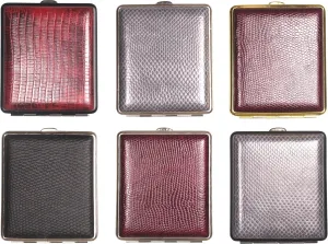 Cigarette Case 18 King Size / Metal Leather Look Lizard / 2 Sided / Elastic Band / Made in Germany / 6 Models (4)