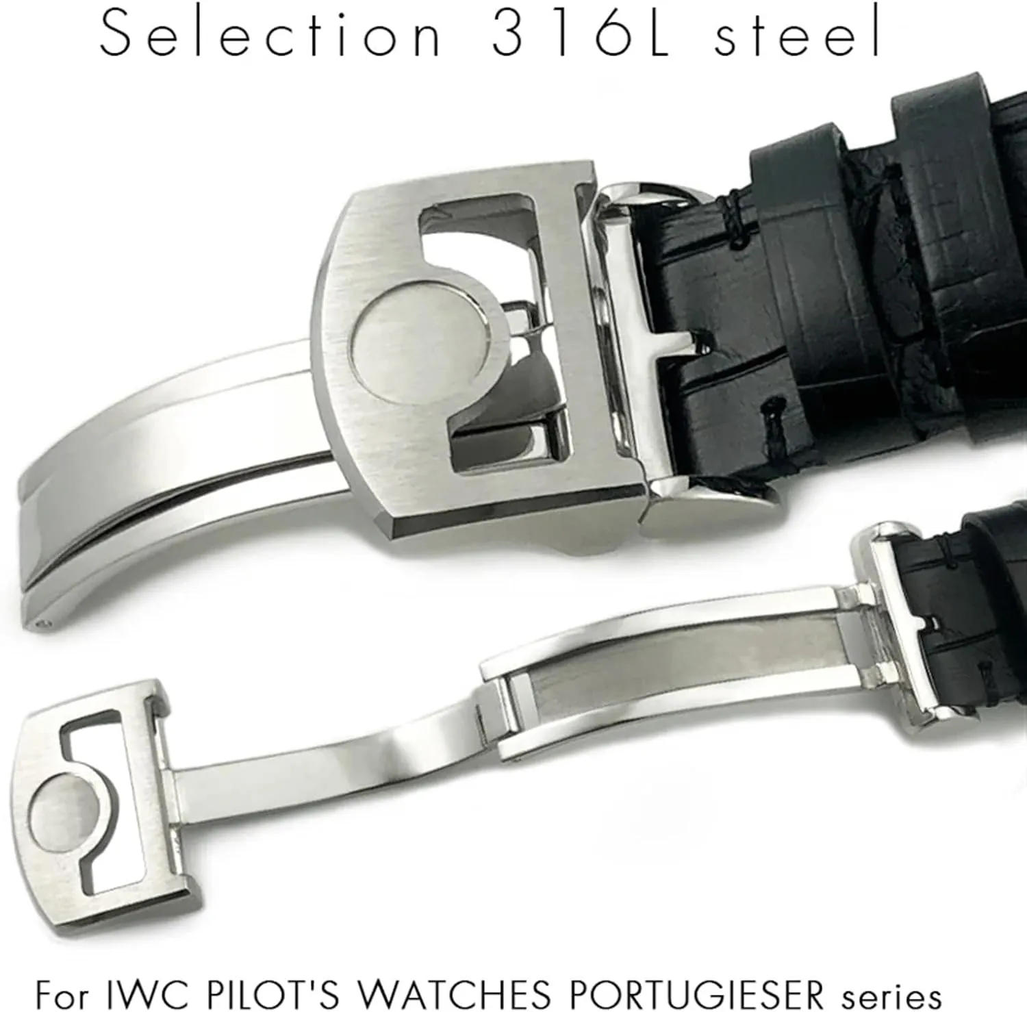 Classic Alligator Texture Leather Watchband 20mm 21mm 22mm Fit for IWC Pilot Series IW500107 IW371604 IW500710 PORTUGIESER Strap