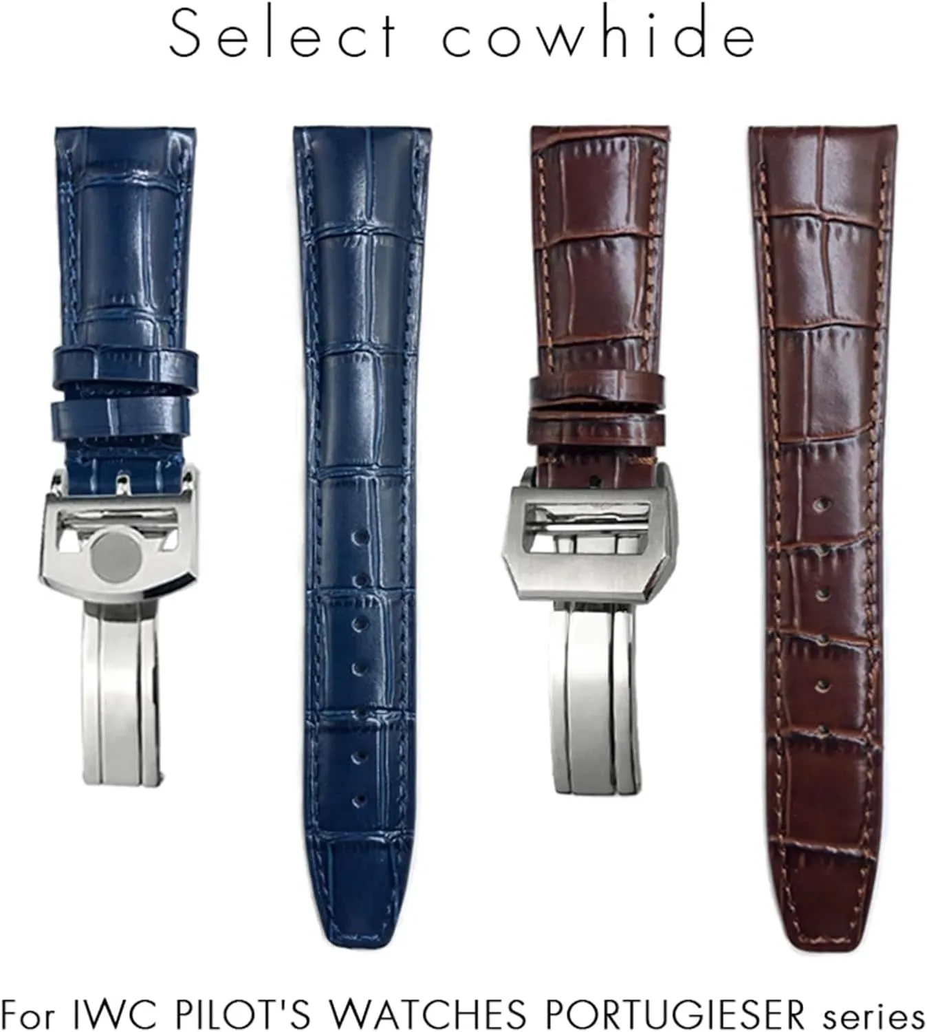 Classic Alligator Texture Leather Watchband 20mm 21mm 22mm Fit for IWC Pilot Series IW500107 IW371604 IW500710 PORTUGIESER Strap