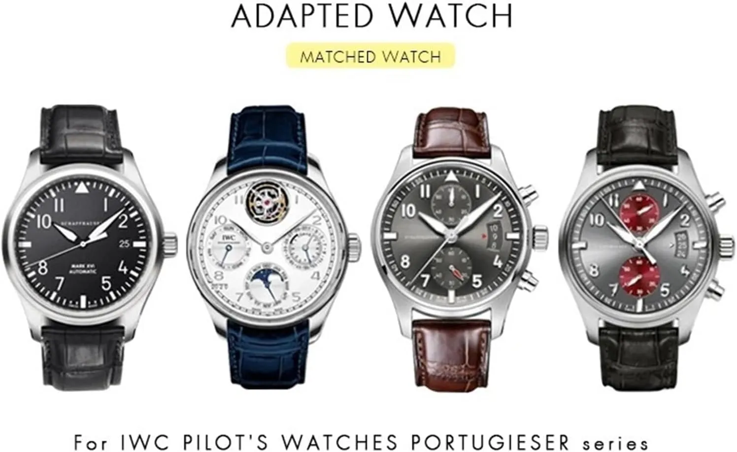 Classic Alligator Texture Leather Watchband 20mm 21mm 22mm Fit for IWC Pilot Series IW500107 IW371604 IW500710 PORTUGIESER Strap