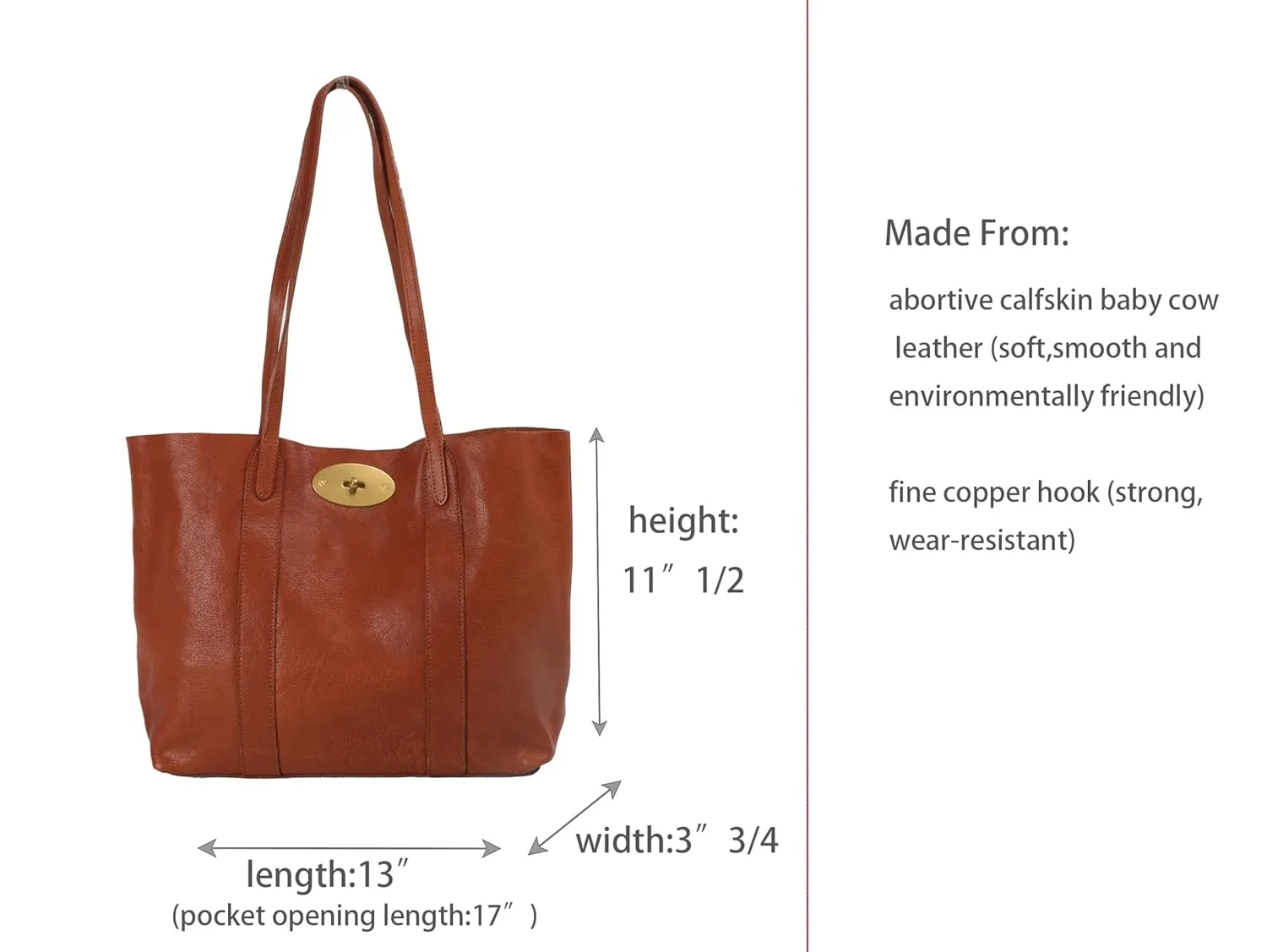 Classic Leather Tote Bag with Gold-Tone Hardware, Large Capacity Shopping Handbag, Black and Brown (Black)