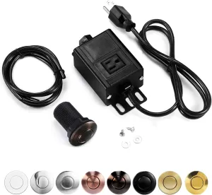 CLEESINK Garbage Disposal Air Switch Kit, Sink Top Waste Disposer Short Stainless Steel Oil Rubbed Bronze On/Off Push Button with Aluminum Alloy Power Module, Food Wasting Disposals Replacement Parts