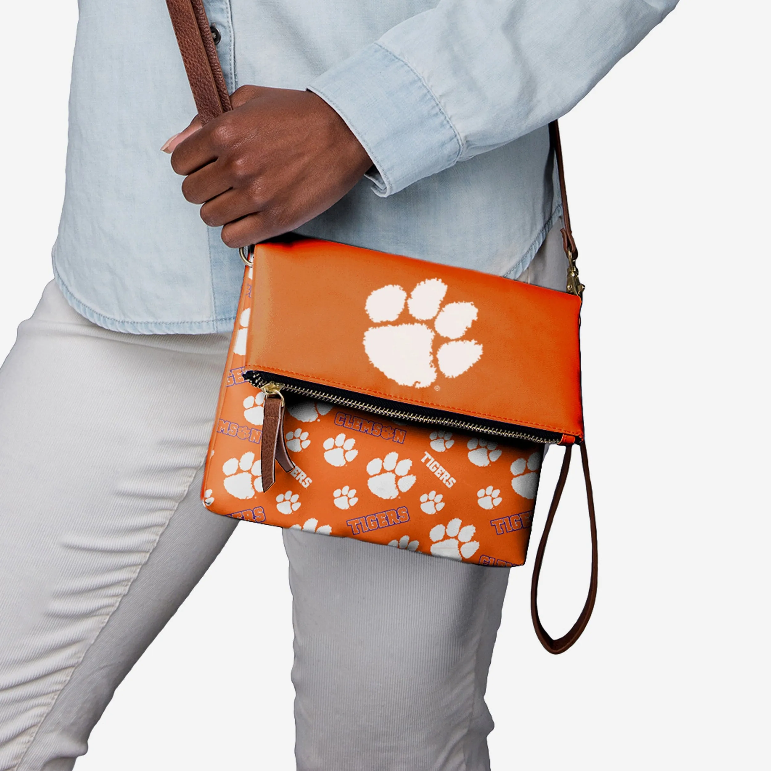 Clemson Tigers Printed Collection Foldover Tote Bag