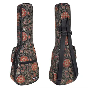 CLOUDMUSIC Ukulele Case Gig Bag Padded Backpack For Soprano 21" Inch(Soprano,Embroider Floral Pattern)