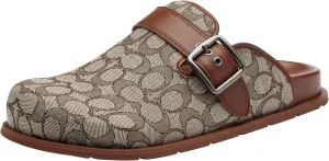 Coach Men's Buckle Clog in Signature Jacquard, Charcoal/Black, 10