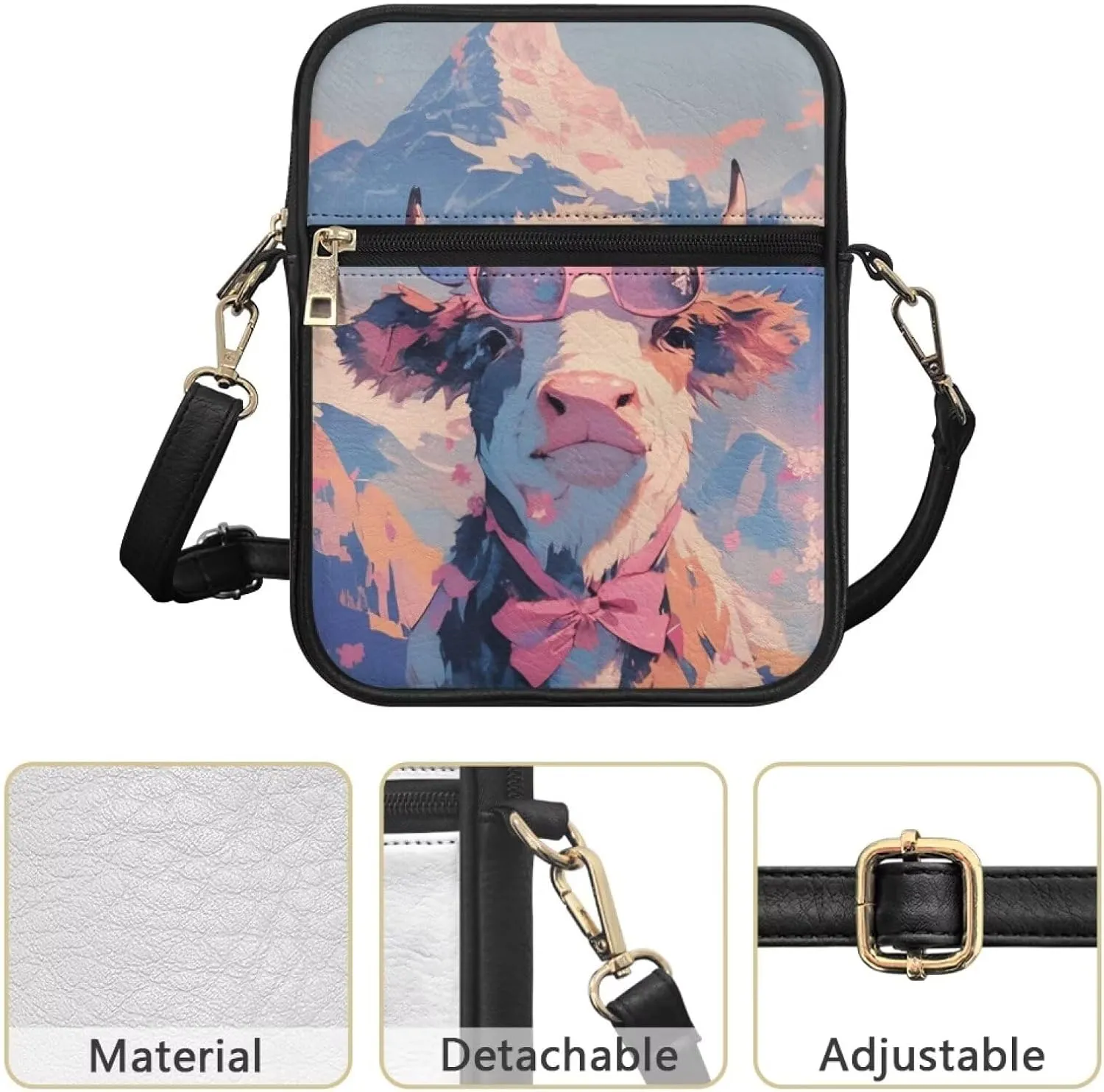 COEQINE Cute Crossbody Bag for Women Kawaii Messenger Bags Purse Cell Phone Shoulder Bag Mini Wallet Over Shoulder Strap