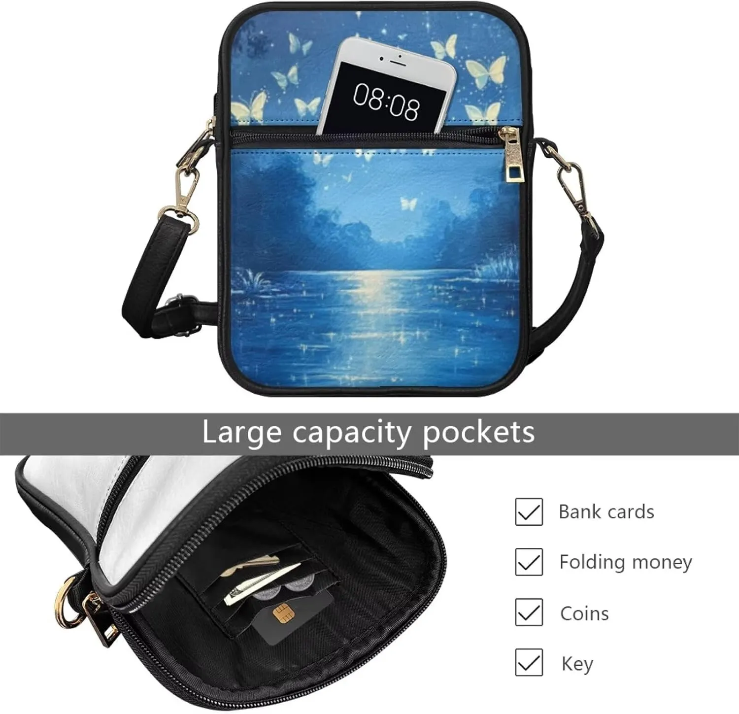 COEQINE Cute Crossbody Bag for Women Kawaii Messenger Bags Purse Cell Phone Shoulder Bag Mini Wallet Over Shoulder Strap