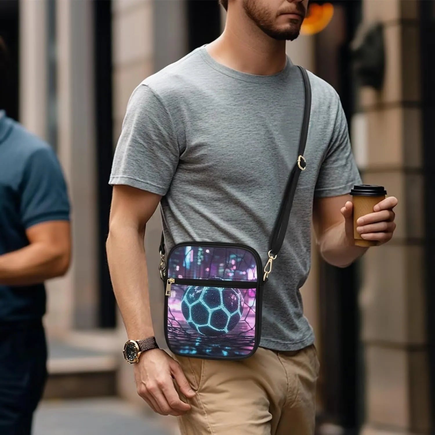 COEQINE Leather Messenger Bag for Men Crossbody Shoulder Bag for Work Cell Phone for Travel Gym
