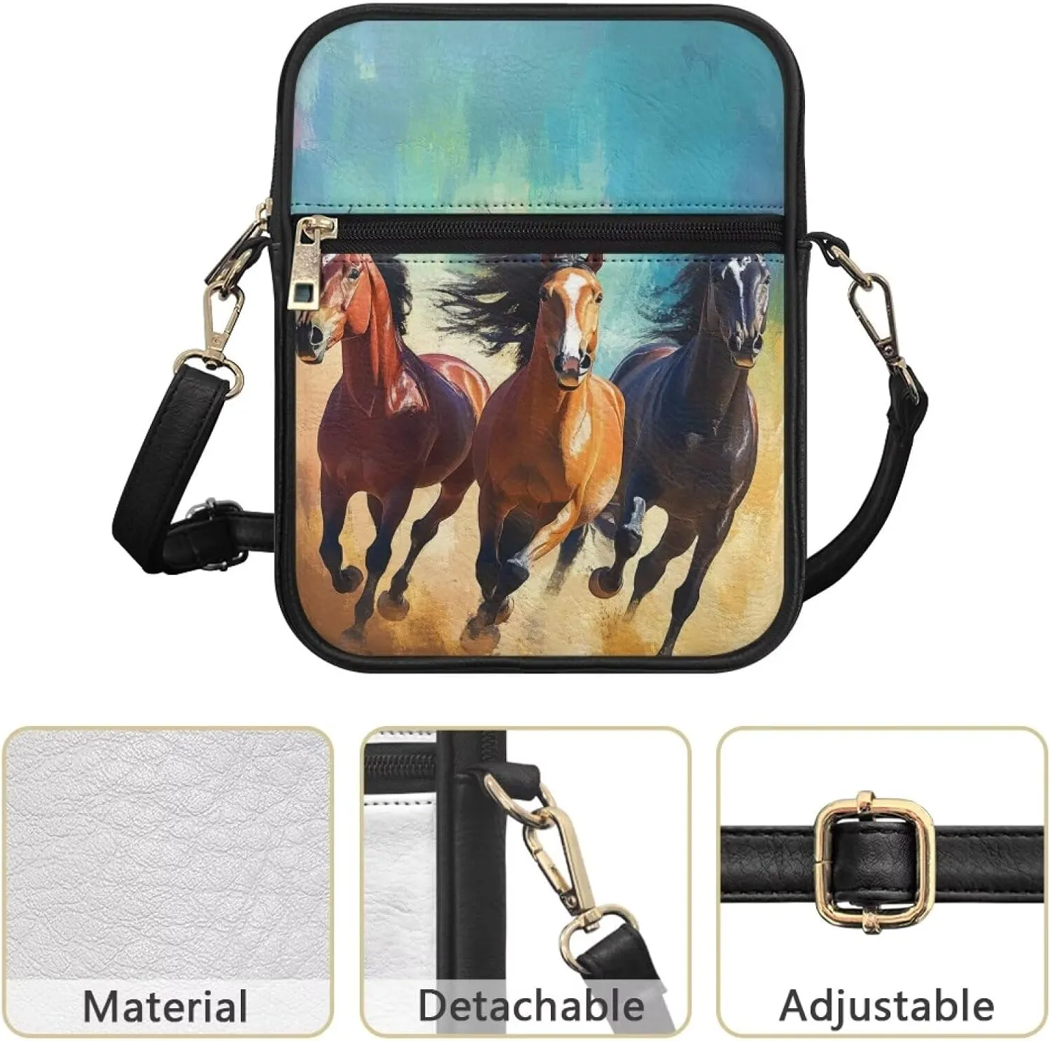 COEQINE Leather Messenger Bag for Men Crossbody Shoulder Bag for Work Cell Phone for Travel Gym