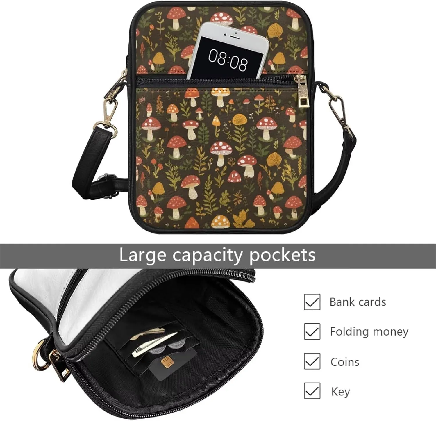 COEQINE Leather Messenger Bag for Men Crossbody Shoulder Bag for Work Cell Phone for Travel Gym