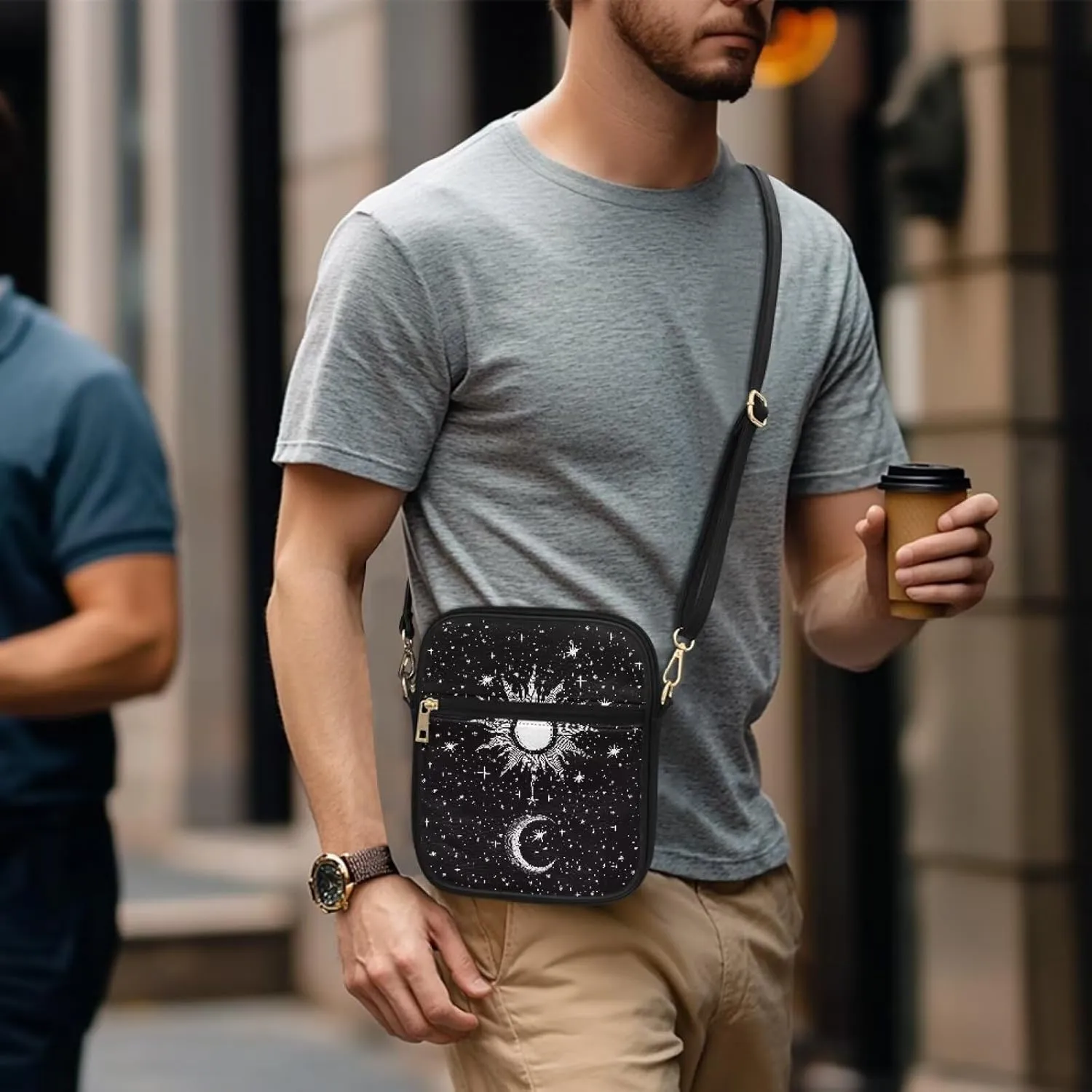 COEQINE Leather Messenger Bag for Men for Work Waterproof Crossbody Bag Adult Aesthetic Small Shing Bag for Cell Phone Case