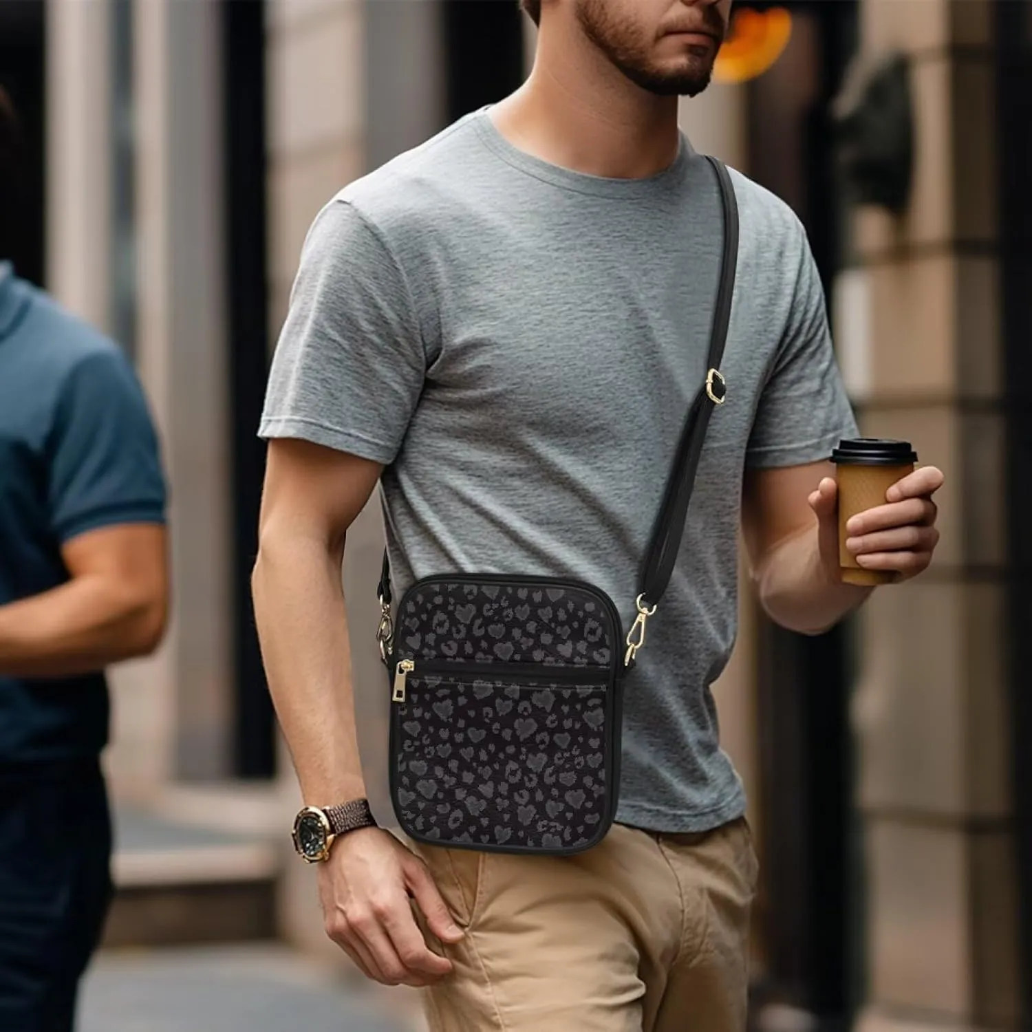 COEQINE Leather Messenger Bag for Men for Work Waterproof Crossbody Bag Adult Aesthetic Small Shing Bag for Cell Phone Case