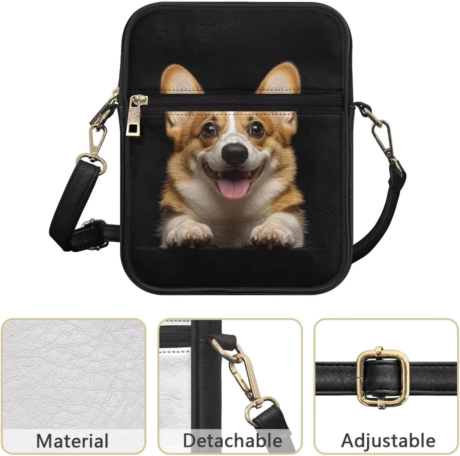 COEQINE Leather Messenger Bag for Men for Work Waterproof Crossbody Bag Adult Aesthetic Small Shing Bag for Cell Phone Case