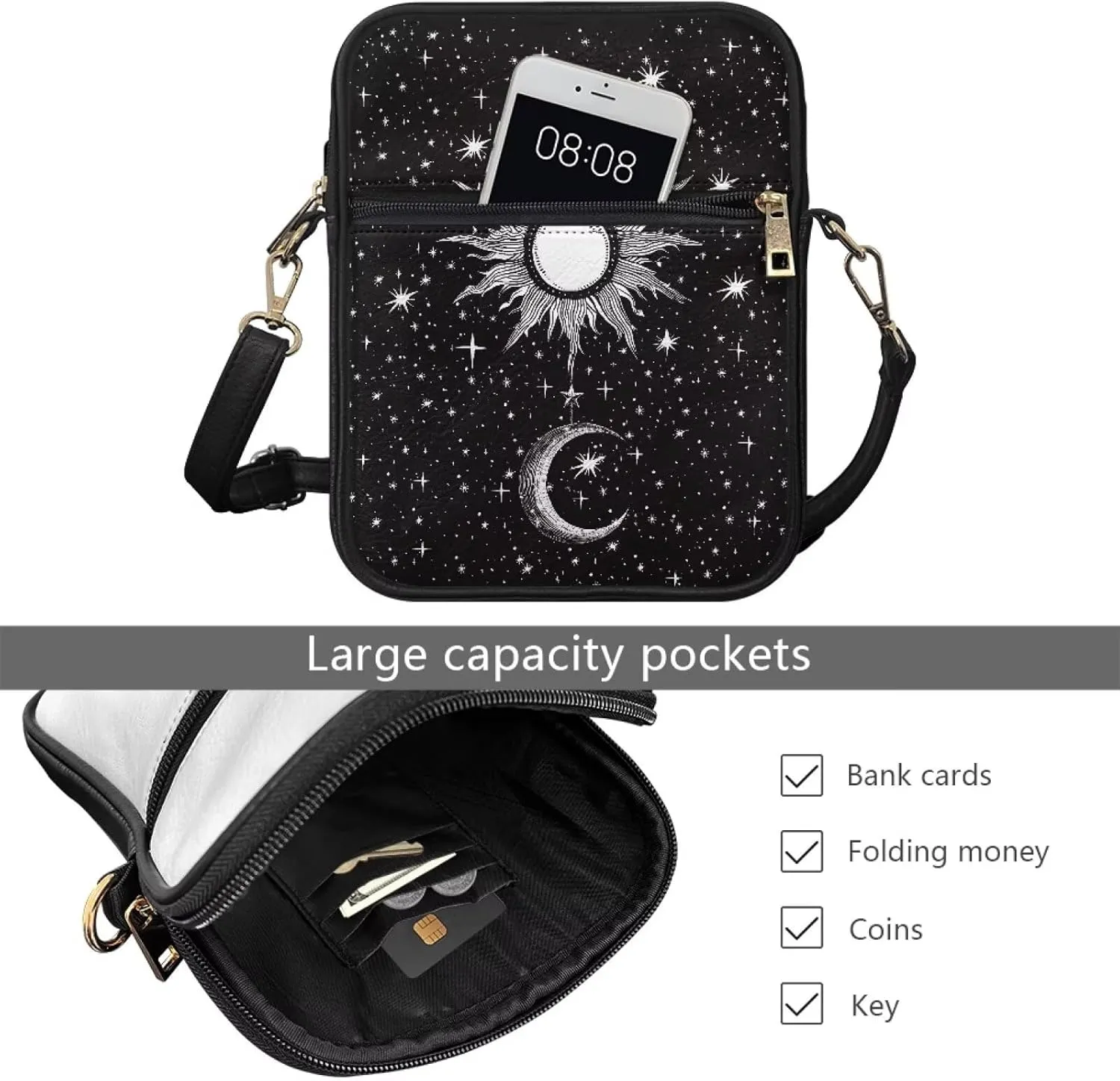 COEQINE Leather Messenger Bag for Men for Work Waterproof Crossbody Bag Adult Aesthetic Small Shing Bag for Cell Phone Case