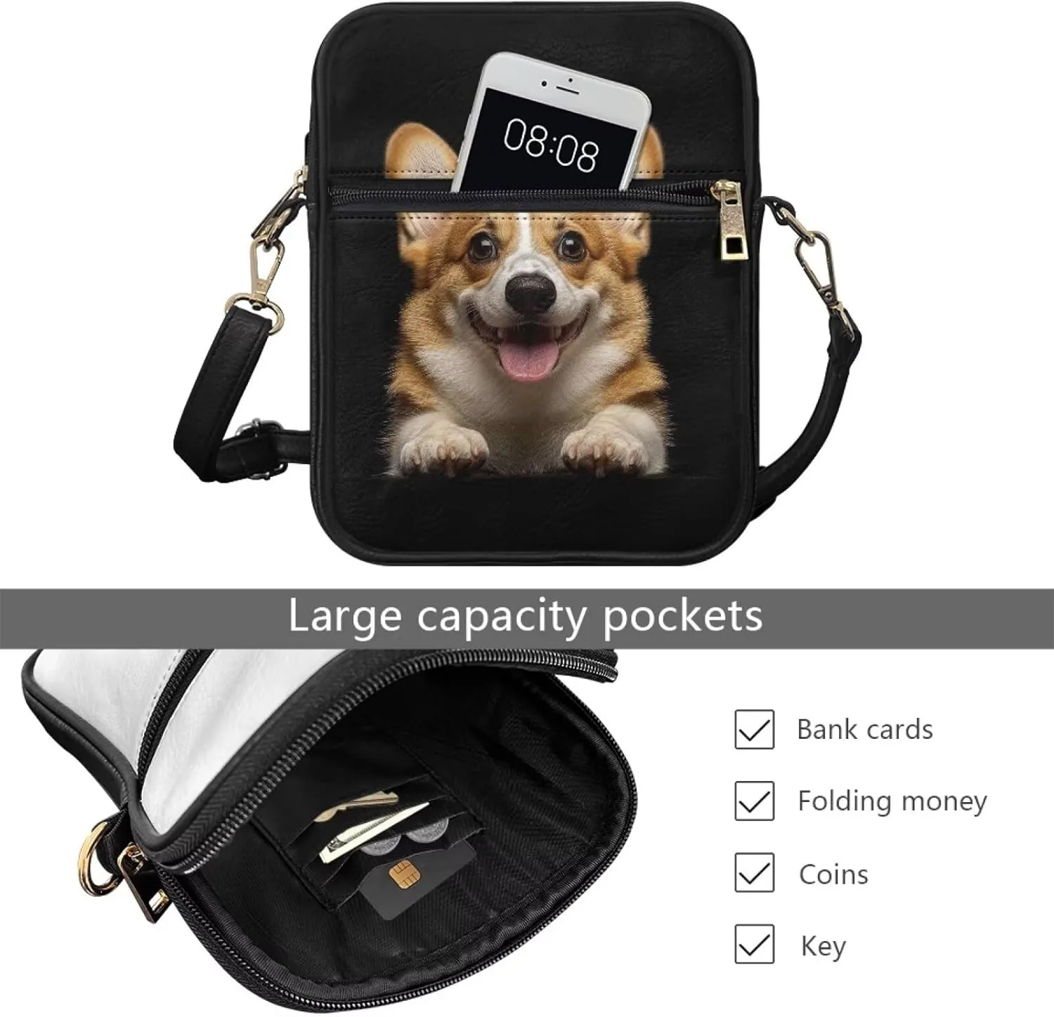 COEQINE Leather Messenger Bag for Men for Work Waterproof Crossbody Bag Adult Aesthetic Small Shing Bag for Cell Phone Case