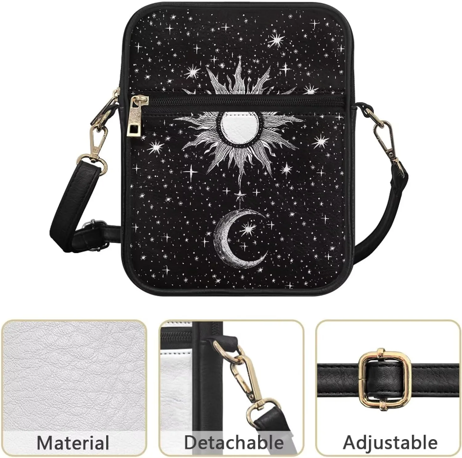 COEQINE Leather Messenger Bag for Men for Work Waterproof Crossbody Bag Adult Aesthetic Small Shing Bag for Cell Phone Case