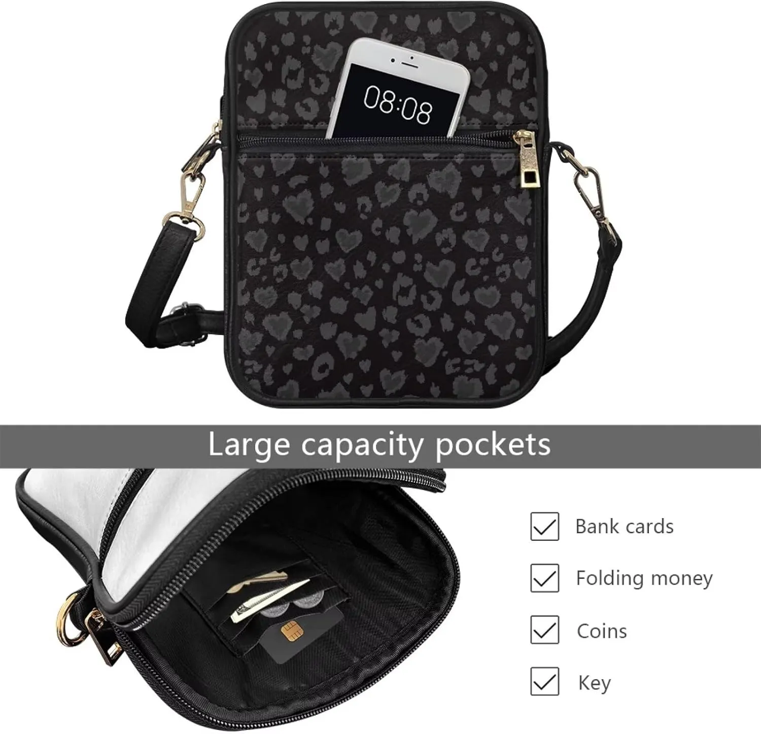COEQINE Leather Messenger Bag for Men for Work Waterproof Crossbody Bag Adult Aesthetic Small Shing Bag for Cell Phone Case