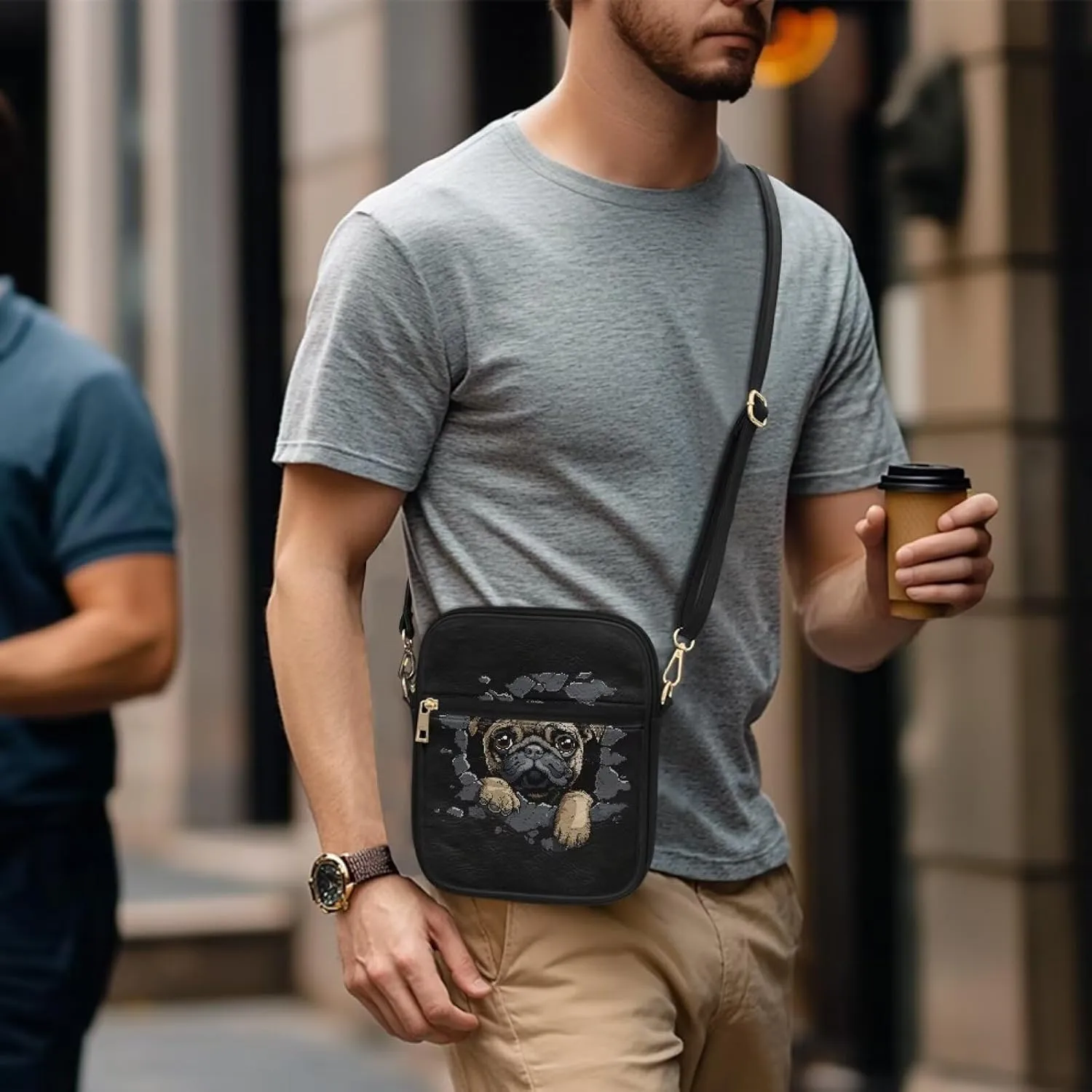 COEQINE Leather Messenger Bags for Men Crossbody Bag Aesthetic Small Shoulder Bag Waterproof Crossbody Bag Business Work
