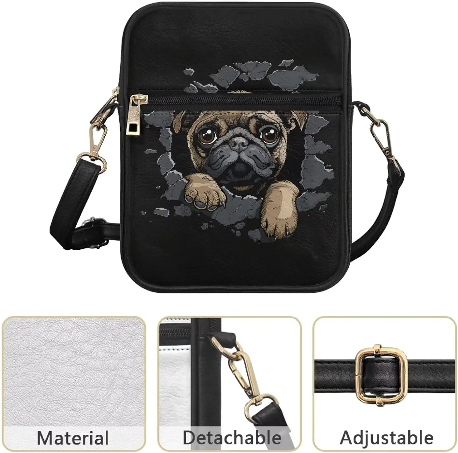 COEQINE Leather Messenger Bags for Men Crossbody Bag Aesthetic Small Shoulder Bag Waterproof Crossbody Bag Business Work