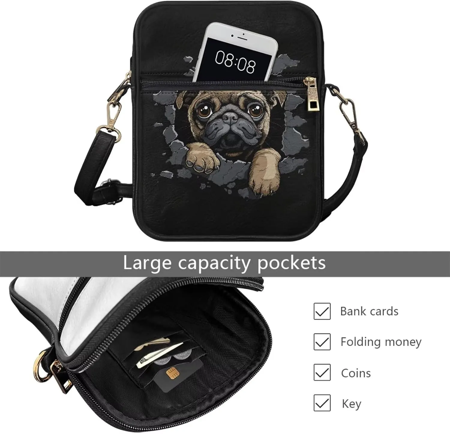 COEQINE Leather Messenger Bags for Men Crossbody Bag Aesthetic Small Shoulder Bag Waterproof Crossbody Bag Business Work