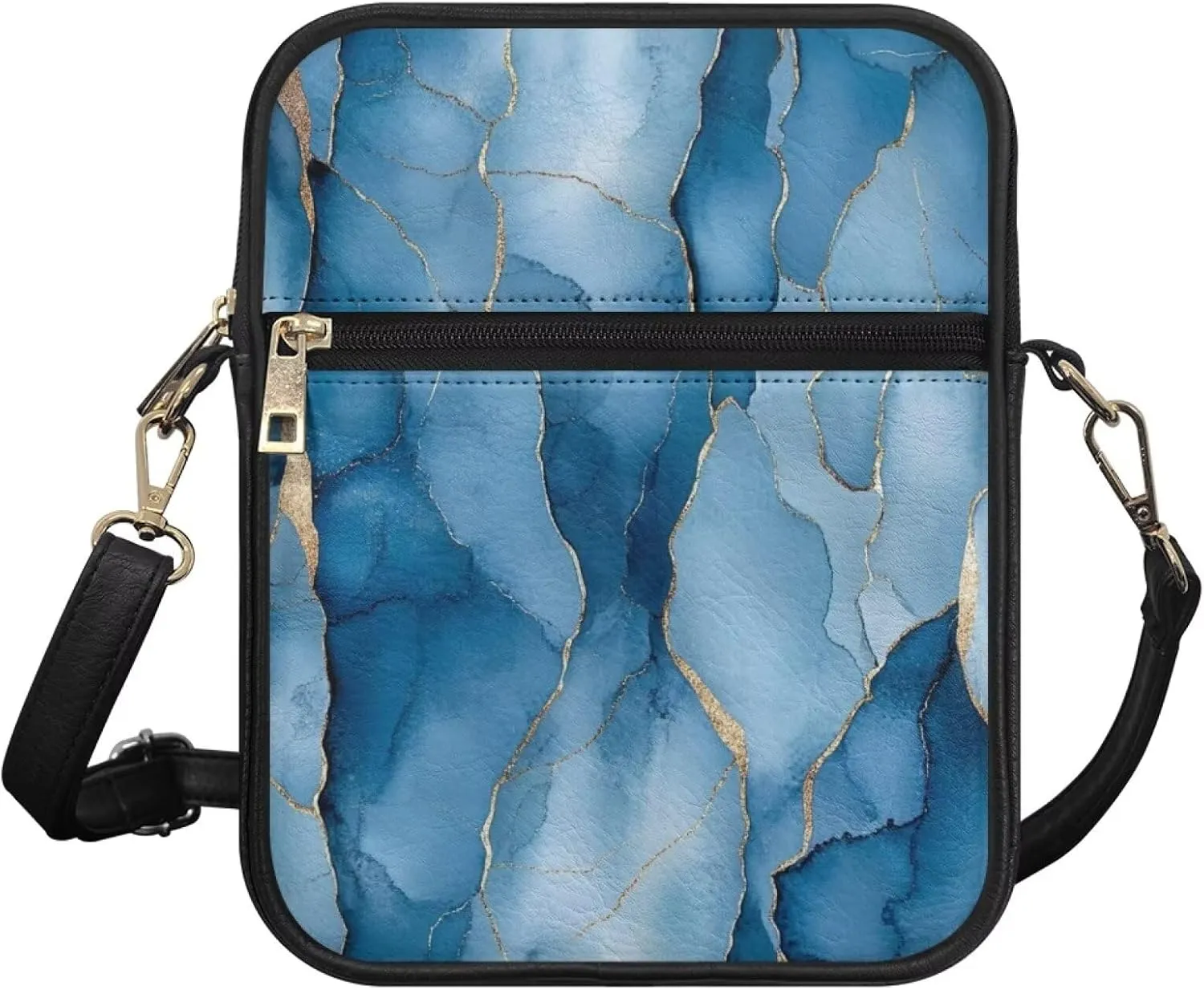 COEQINE Leather Messenger Bags for Men Crossbody Bag Aesthetic Small Shoulder Bag Waterproof Crossbody Bag Business Work