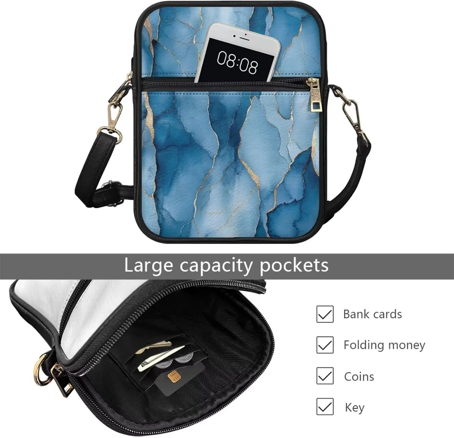 COEQINE Leather Messenger Bags for Men Crossbody Bag Aesthetic Small Shoulder Bag Waterproof Crossbody Bag Business Work