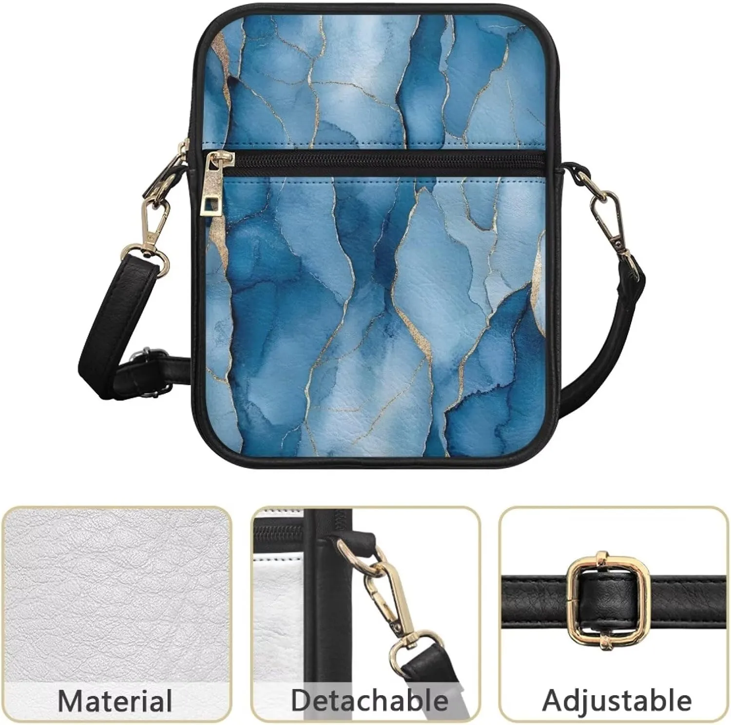 COEQINE Leather Messenger Bags for Men Crossbody Bag Aesthetic Small Shoulder Bag Waterproof Crossbody Bag Business Work