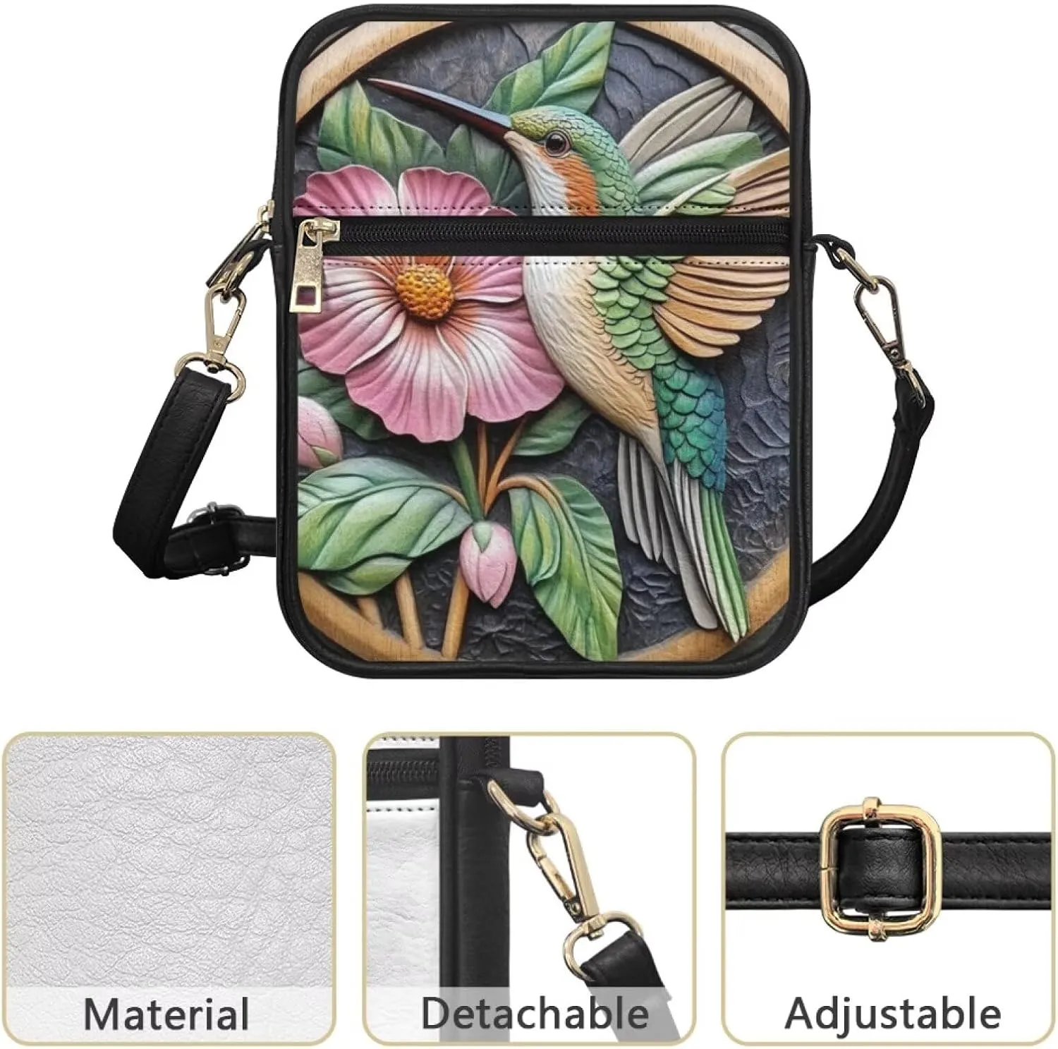 COEQINE Womens Messenger Bag with Zipper Leather Messenger Purse for Woman Crossbody Purse with Adjustable Strap Handbag