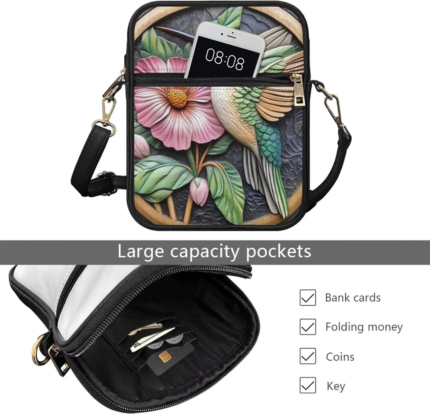 COEQINE Womens Messenger Bag with Zipper Leather Messenger Purse for Woman Crossbody Purse with Adjustable Strap Handbag