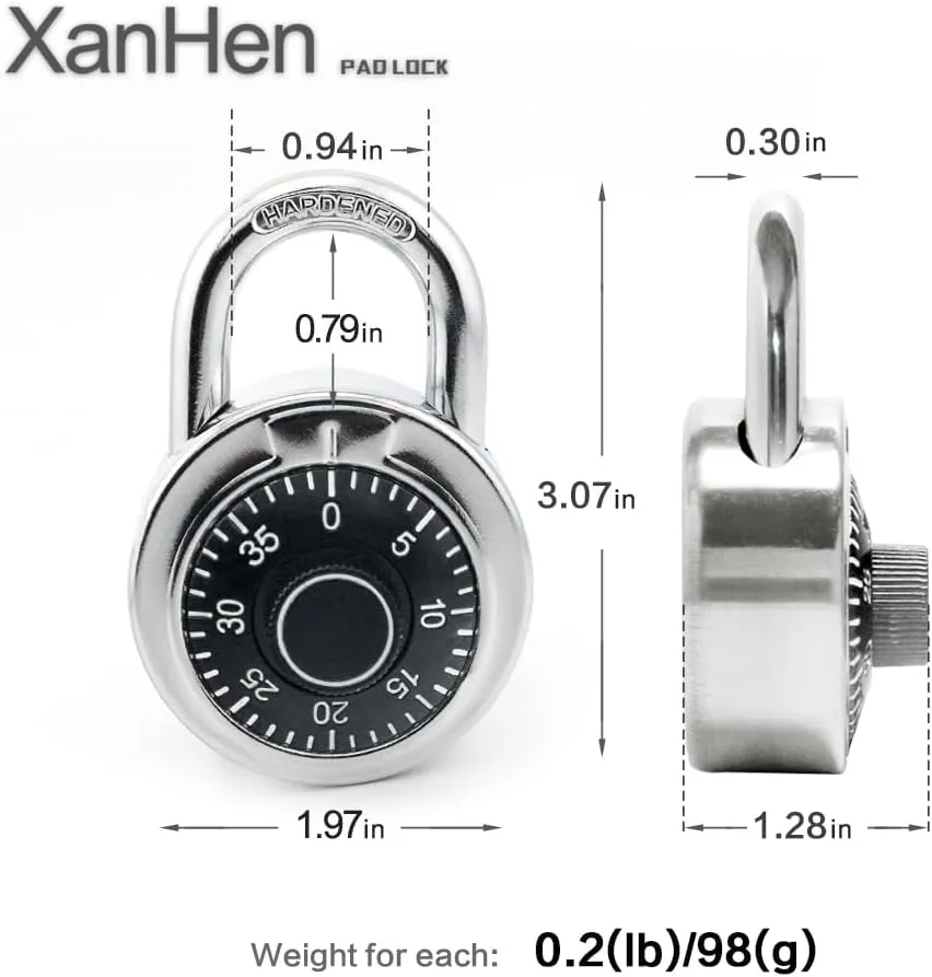 Combination Padlocks with Metal Body, Indoor Use for Gym Lockers & School Locker, ‌Black, 12-Pack