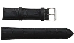 Condor Alligator Grain Leather Heavy Duty Watch Strap Black with Stainless Steel Buckle Size 24, 26, 28, 30mm (30mm)