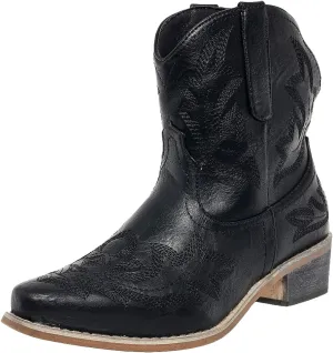 Cowboy Boots for Women Ankle Cowgirl Western Booties Stitched Embroidered Pointed Toe Classic Short Boots